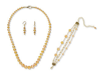 Single-Strand Necklace, Triple-Strand Bracelet and Earring Set