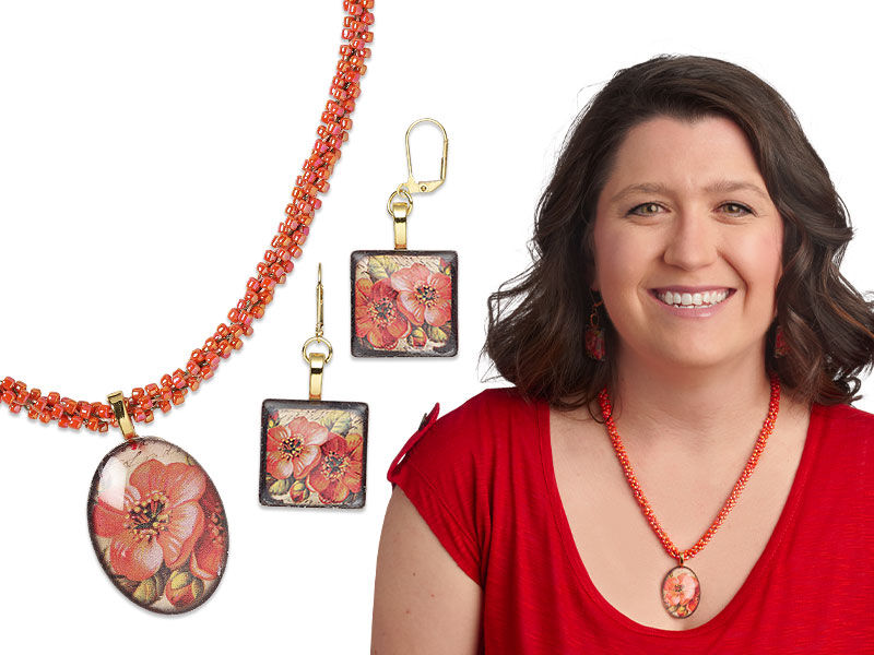 Model wearing a kumihimo necklace 