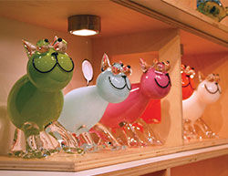 Glass cat sculptures