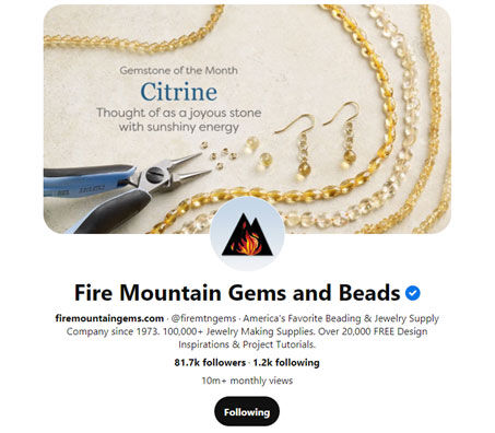 The Fire Mountain Gems and Beads Pinterest Page
