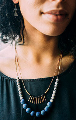 Woman wearing a necklace