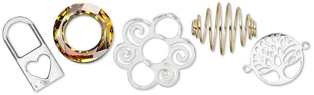 Various focal pieces including an Amber doughnut and padlock charm