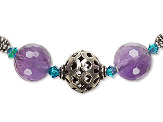 Necklace strung with beading wire and matching earrings