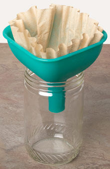 Coffee filter in a funnel in a jar