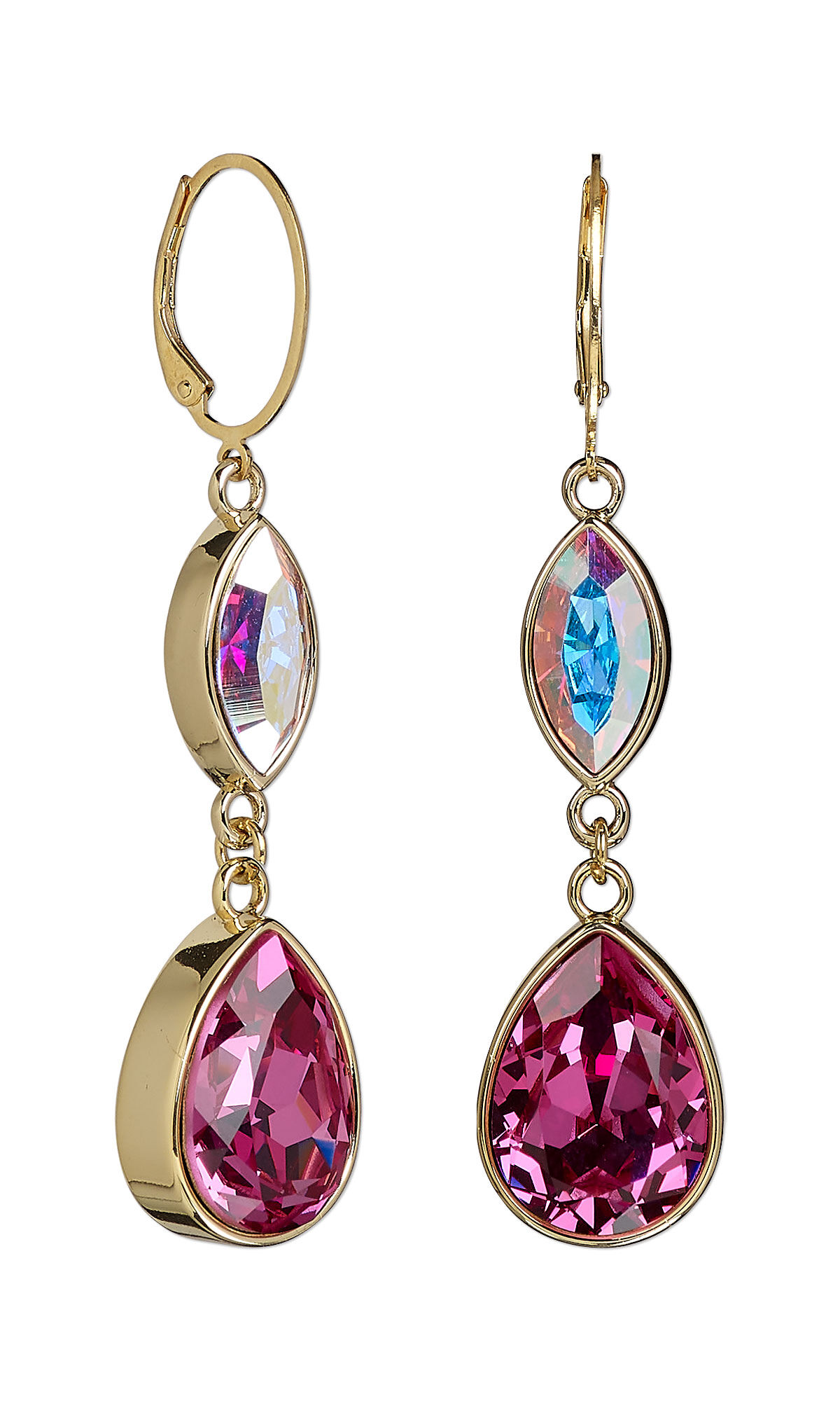 Earrings with crystal stone drops