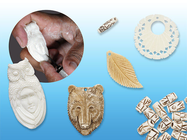 Carved bone components and beads