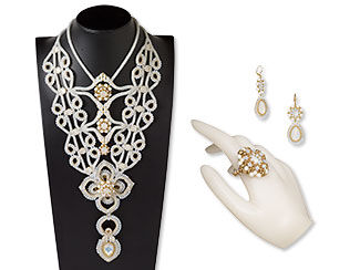 Bib-Style Necklace, Ring and Earring Set