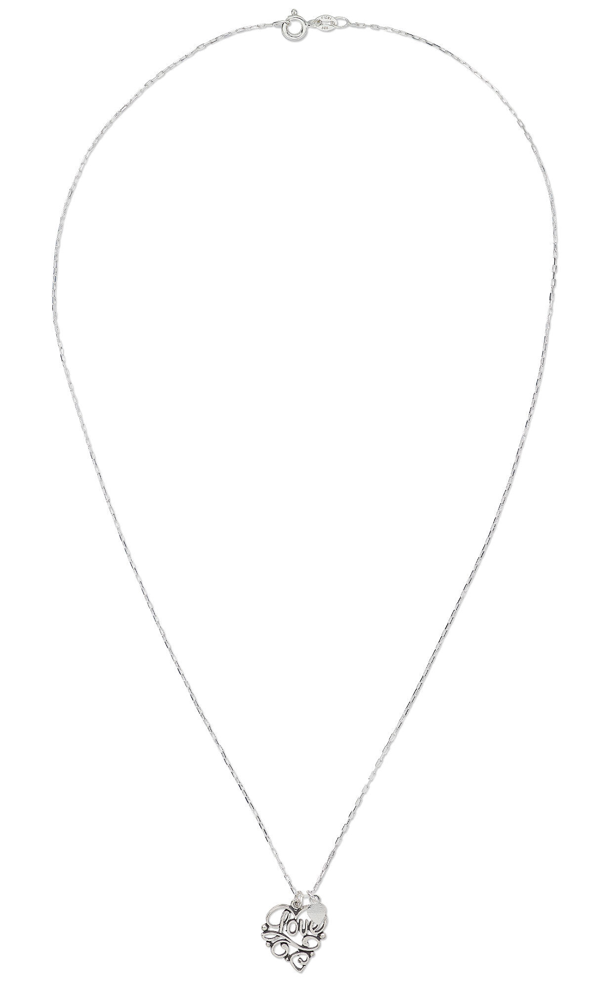 A simple chain necklace with a silver charm pendant