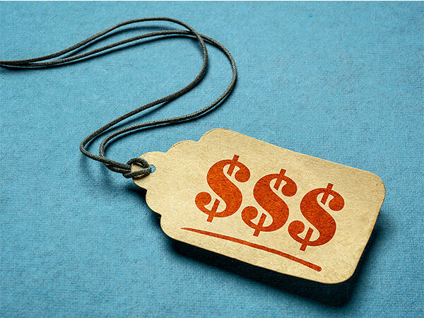 Price tag with dollar signs