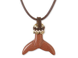 Design Idea NE2K Necklace with Brown Goldstone Gemstone Focal and Delica® Seed Beads