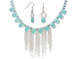 An image of a chain and amazonite necklace and earrings