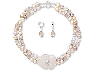 Double-Strand Choker-Style Necklace and Earring Set