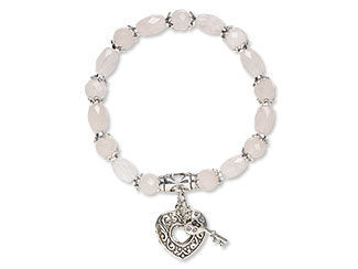 An image of a stretch bracelet with rose quartz beads