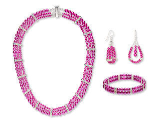 Triple-Strand Necklace, Earring and Cat Collar Set