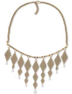 Rhomboids and Pearls Necklace 