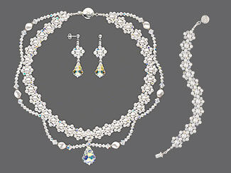 Double-Strand Necklace, Bracelet and Earring Set