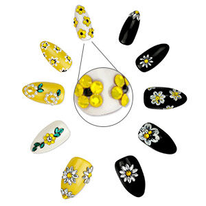 Press-on nails with embellishments