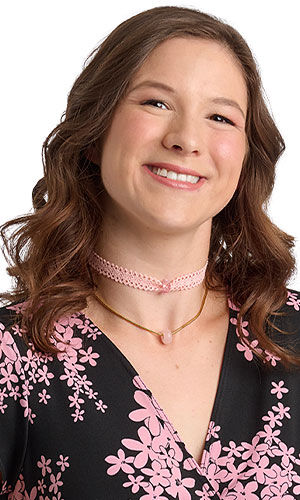 a young woman wearing Design Idea R J 2 C