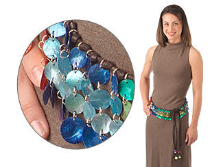 Beaded Belt with Shell Links and Drops