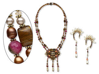 Double-Strand Necklace and Ear Cuff Set