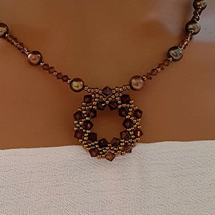 Khaki Metallic Green Freshwater Pearl Smoky Topaz Crystal Pendant Necklace
