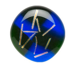 round green and blue fused glass