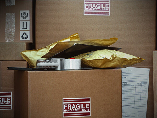 Cardboard boxes and packing materials