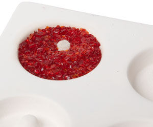 red frit in a mold