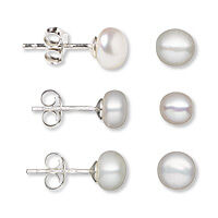 Multiple shaped freshwater pearls on ear studs