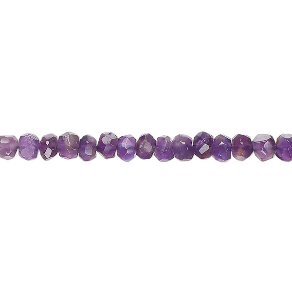 Amethyst 1pkg1, hand-cut faceted rondelle bead natural 14 inch 4x2mm-5x4mm image number 0