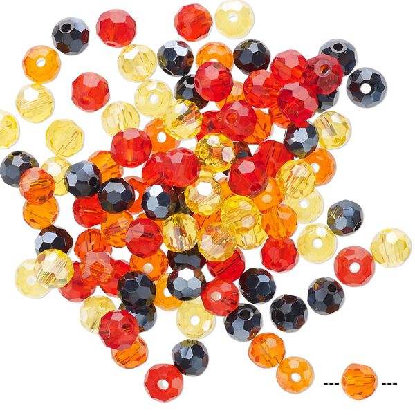 Bead mix 100pk 32 facets fire, Celestial Crystal® 4mm round image number 0