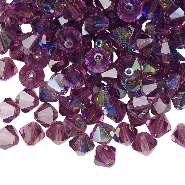 Bead 24pk amethyst AB, Preciosa Czech crystal 6mm bicone image number 0