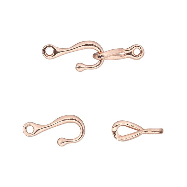 Clasp, hook-and-eye, copper-plated brass, 12x7mm twist. Sold per pkg of 10. image number 0