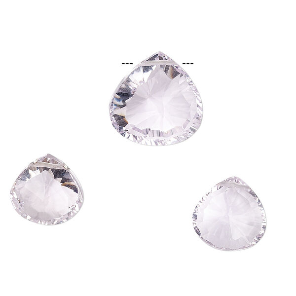 Lavender amethyst 1pkg3, hand-cut top-drilled faceted puffed teardrop bead natural 11mm / 14mm image number 0