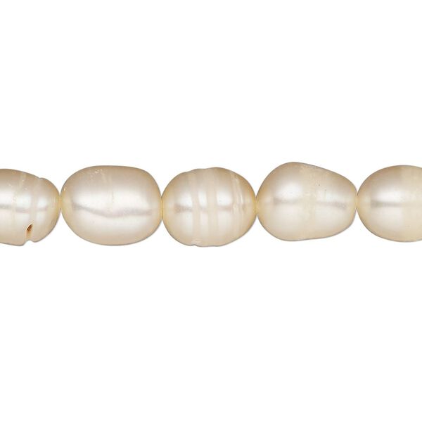 Pearl, cultured freshwater, peach, 7-9mm rice, C grade. Sold per 16-inch strand. image number 0