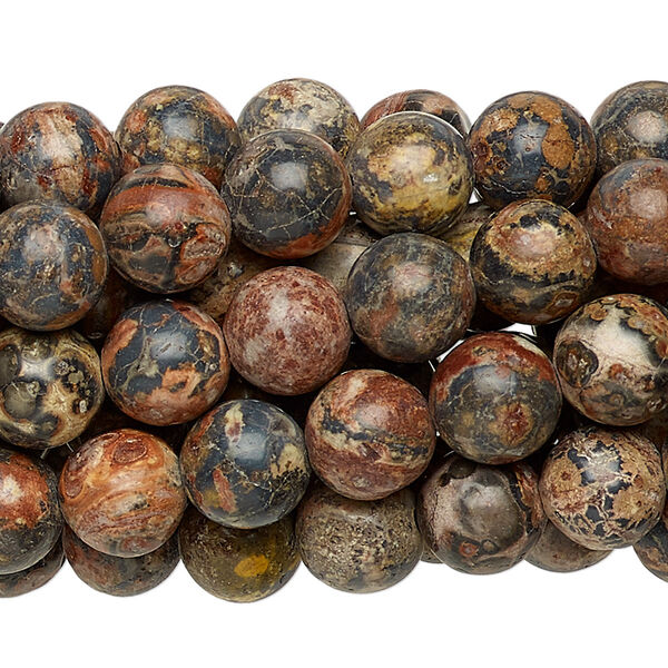 Leopardskin jasper 1pkg10, round bead natural C grade, 15.5-16 inch 8mm image number 0