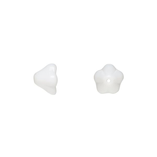 Bead, Czech pressed glass, opaque white, 8.5x6.5mm flower. Sold per 15-1/2" to 16" strand, approximately 80 beads. image number 0