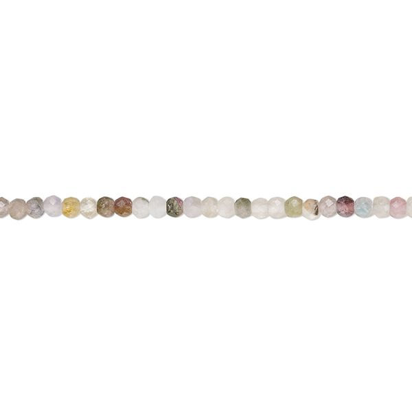Multi-tourmaline 1pkg1, hand-cut faceted round bead natural 12 inch 2mm image number 0