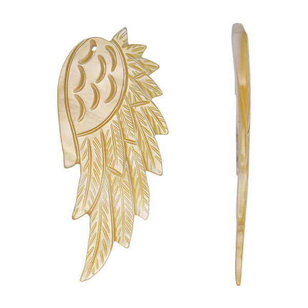 Focal, golden lip shell (natural), 51x23mm-59x31mm single-sided hand-cut carved wing, Mohs hardness 3-1/2. Sold individually. image number 0