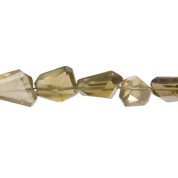 Lemon smoky quartz 1pkg1, hand-cut faceted nugget bead 10 inch mini to small image number 0