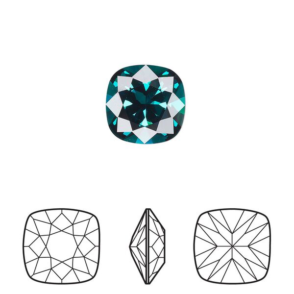 Fancy stone 6pk emerald foil back, Crystal Passions® 12mm cushion 4470 image number 0