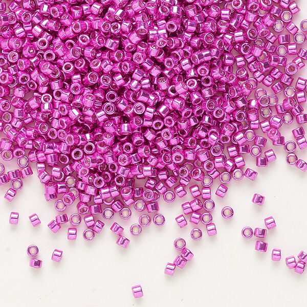 Seed bead, Delica®, glass, pkg/50g, #11 round, opaque galvanized hot pink (DB-0425). image number 0