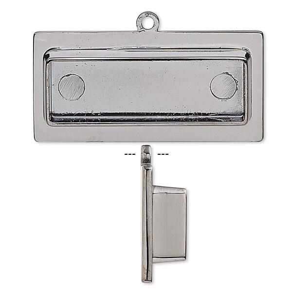 Focal, gunmetal-plated "pewter" (zinc-based alloy), 35x17mm rectangle with 29x9mm non-calibrated rectangle setting. Sold individually. image number 0