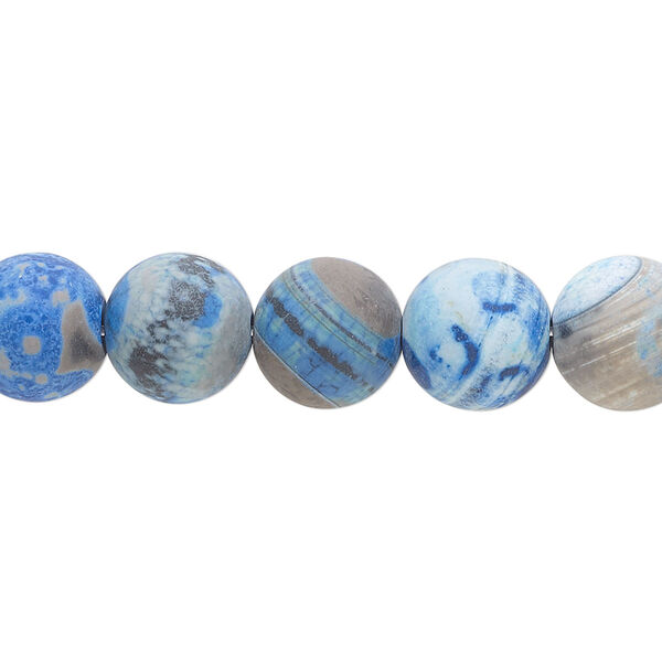 Bead, fire crackle agate (dyed/heated), matte, 9.5-10mm round, B grade, Mohs hardness 6-1/2 to 7. Sold per 16-inch strand. image number 0