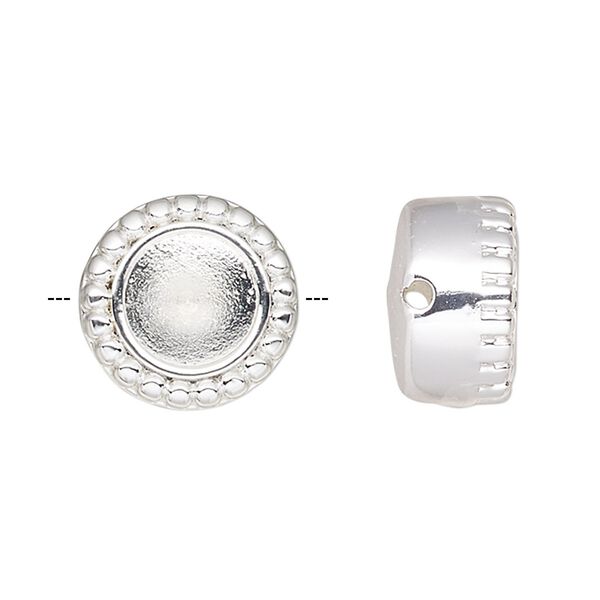 Bead, Almost Instant Jewelry®, silver-plated "pewter" (zinc-based alloy), 10mm beaded round with SS29 rivoli setting. Sold individually. image number 0