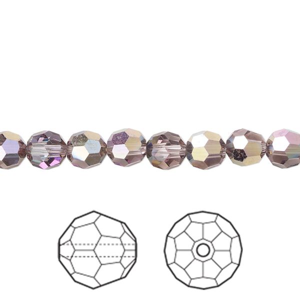 Bead 12pk light amethyst heavy vitrail light, Crystal Passions® 6mm round 5000 image number 0