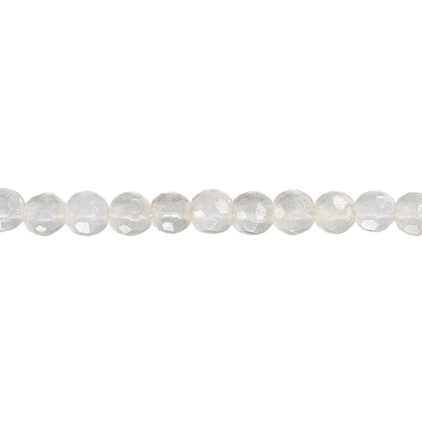 Snow quartz 1pkg1, faceted round bead natural 15.5-16 inch 4mm image number 0