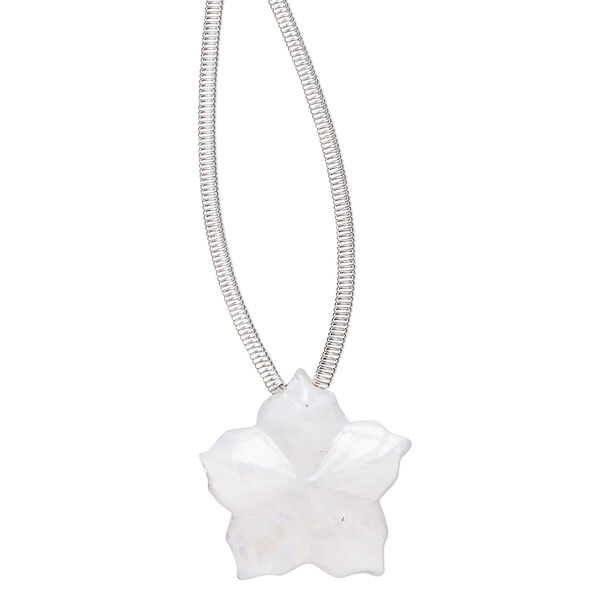 Rainbow moonstone 1pkg1, hand-cut top-drilled 2-sided carved flower bead natural 16x16mm image number 0