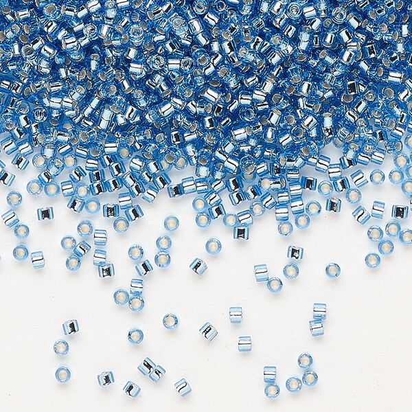 Seed bead, Delica®, glass, pkg/250g, #11 round, transparent silver-lined light blue (DB-1210). image number 0