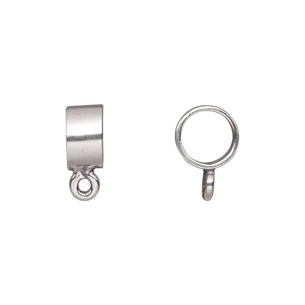 Bead, JBB Findings, antiqued sterling silver, 9.5x5.5mm smooth round tube with closed loop. Sold individually. image number 0
